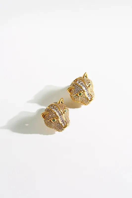 FIERCE FOLKLORE BASTET STUD EARRINGS GOLD sold by Camilla