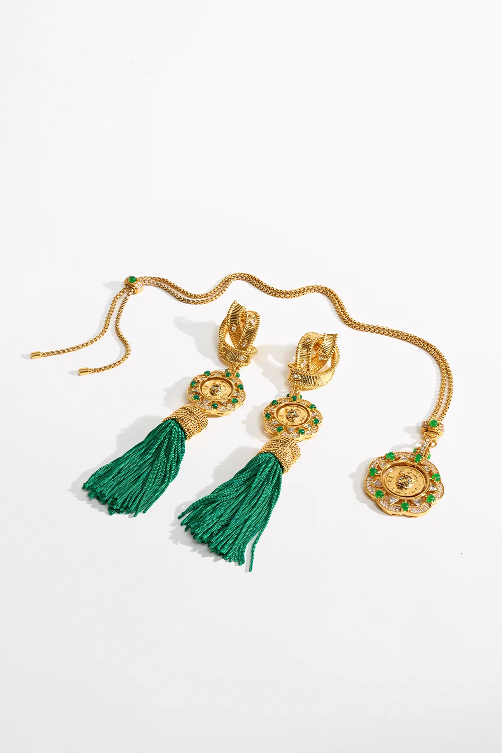 FIERCE FOLKLORE PENDANT TASSEL EARRINGS GOLD sold by Camilla product image thumbnail 3