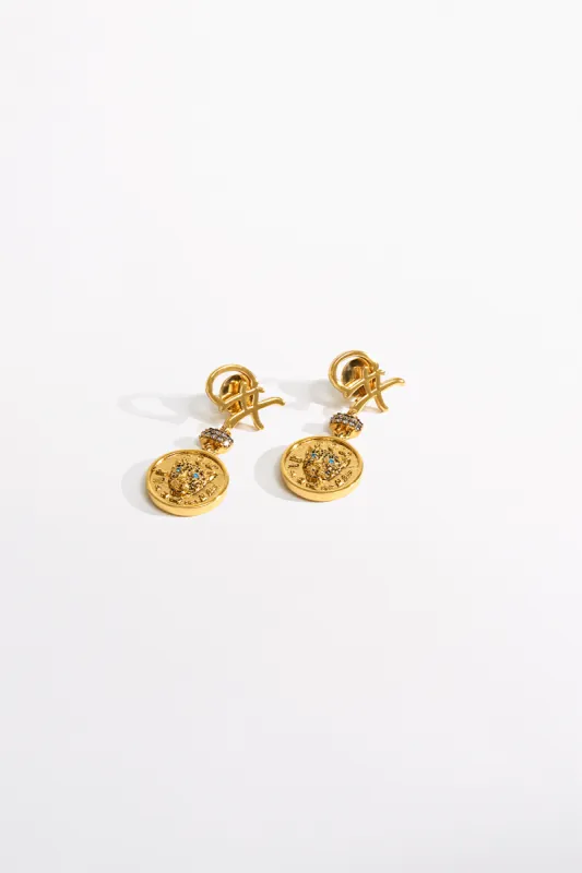 FIERCE FOLKLORE COIN EARRINGS GOLD sold by Camilla