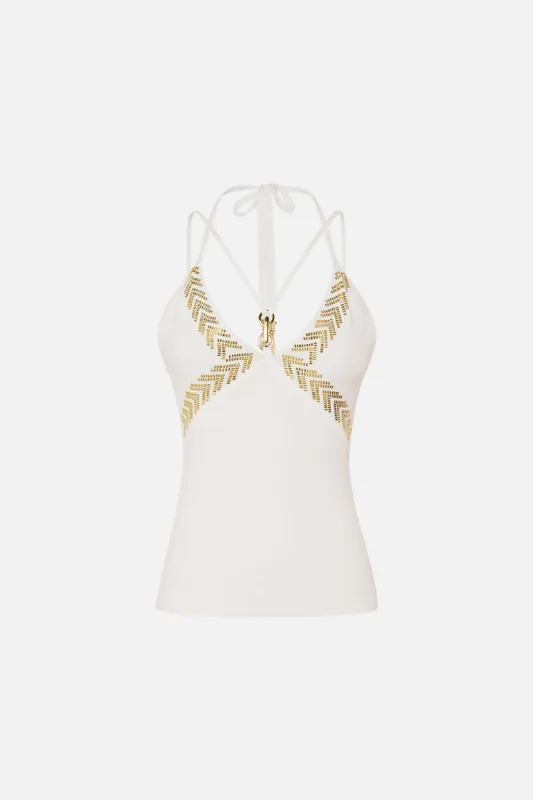 FITTED KNIT TOP WITH HARDWARE GODDESS ENERGY sold by Camilla