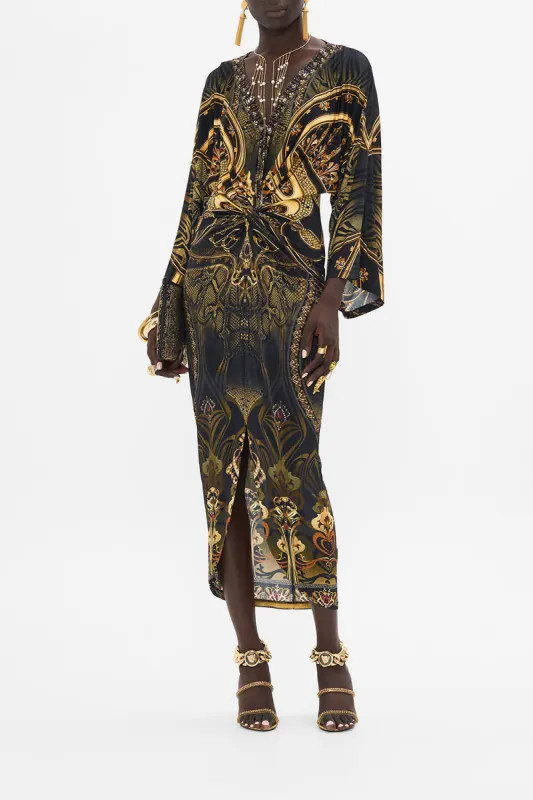 LONG SPLIT FRONT TWIST DRESS NOUVEAU NOIR sold by Camilla