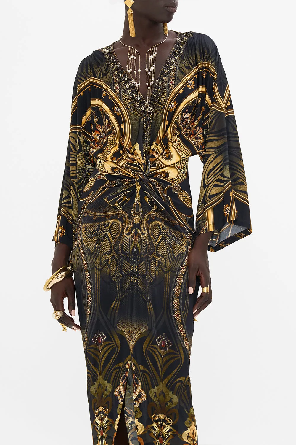 LONG SPLIT FRONT TWIST DRESS NOUVEAU NOIR sold by Camilla product image thumbnail 5