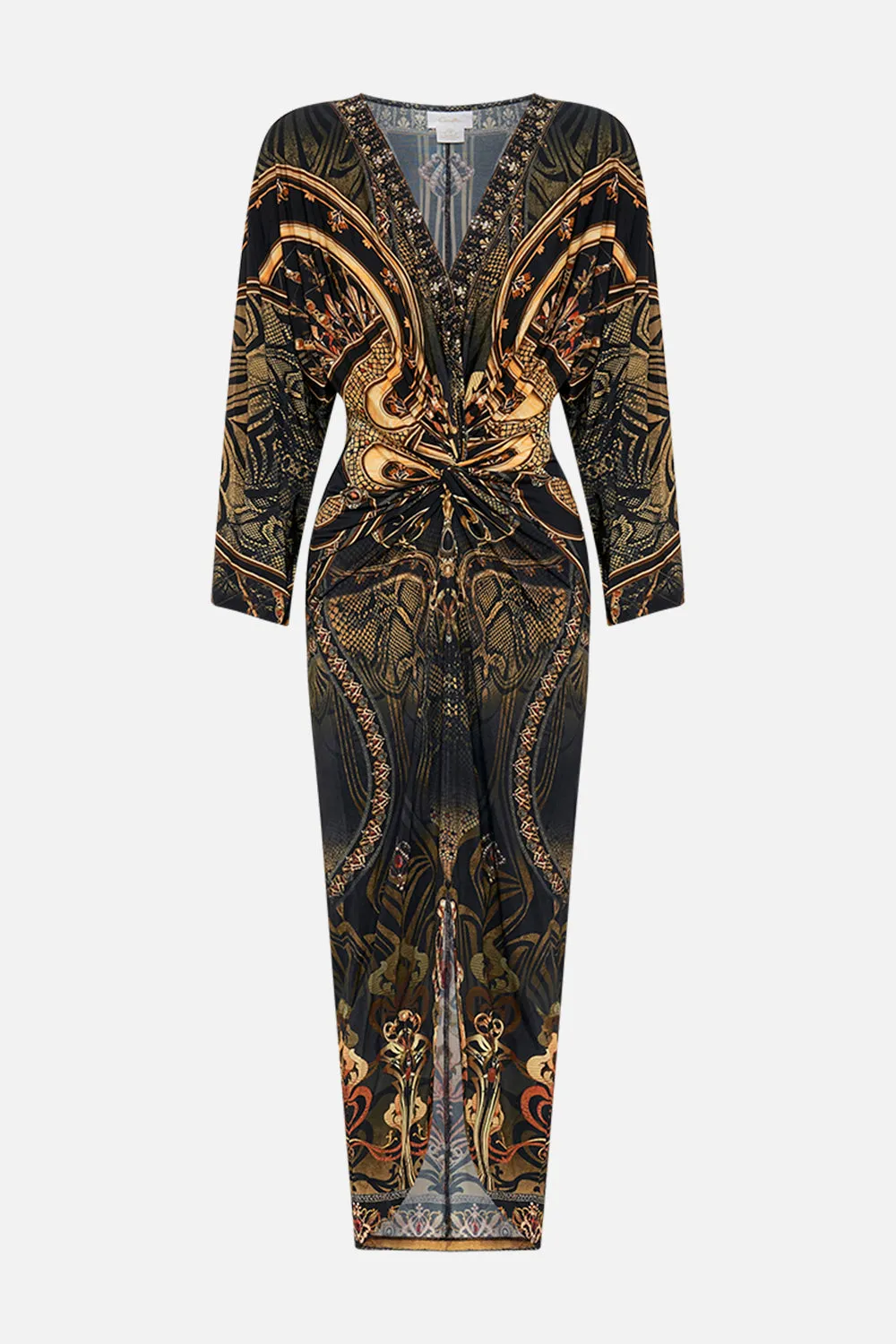 LONG SPLIT FRONT TWIST DRESS NOUVEAU NOIR sold by Camilla product image thumbnail 3