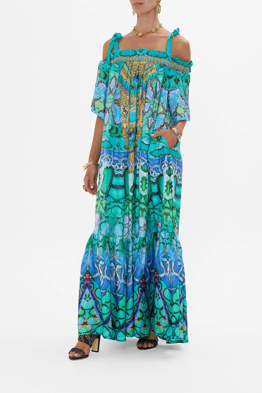 LONG OFF SHOULDER FRILL DRESS WITH STRAPS LAND OF WONDER sold by Camilla product image thumbnail 4