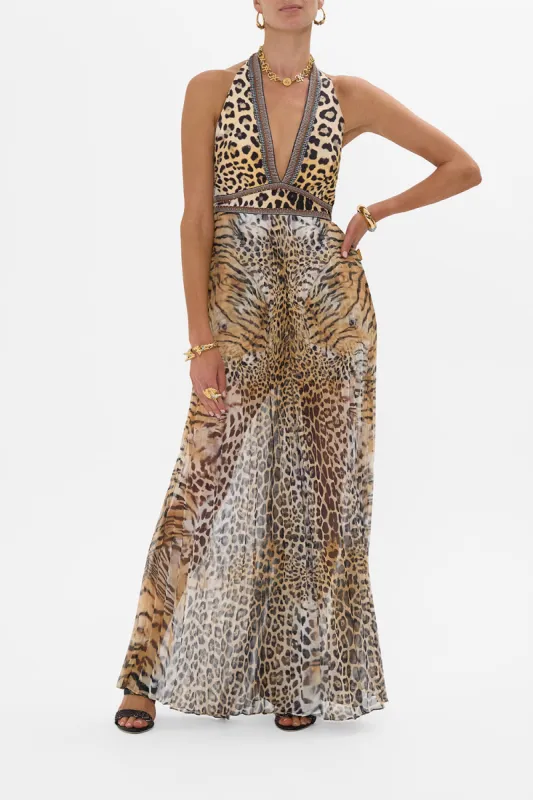 TIE NECK HALTER JUMPSUIT JAGUAR sold by Camilla