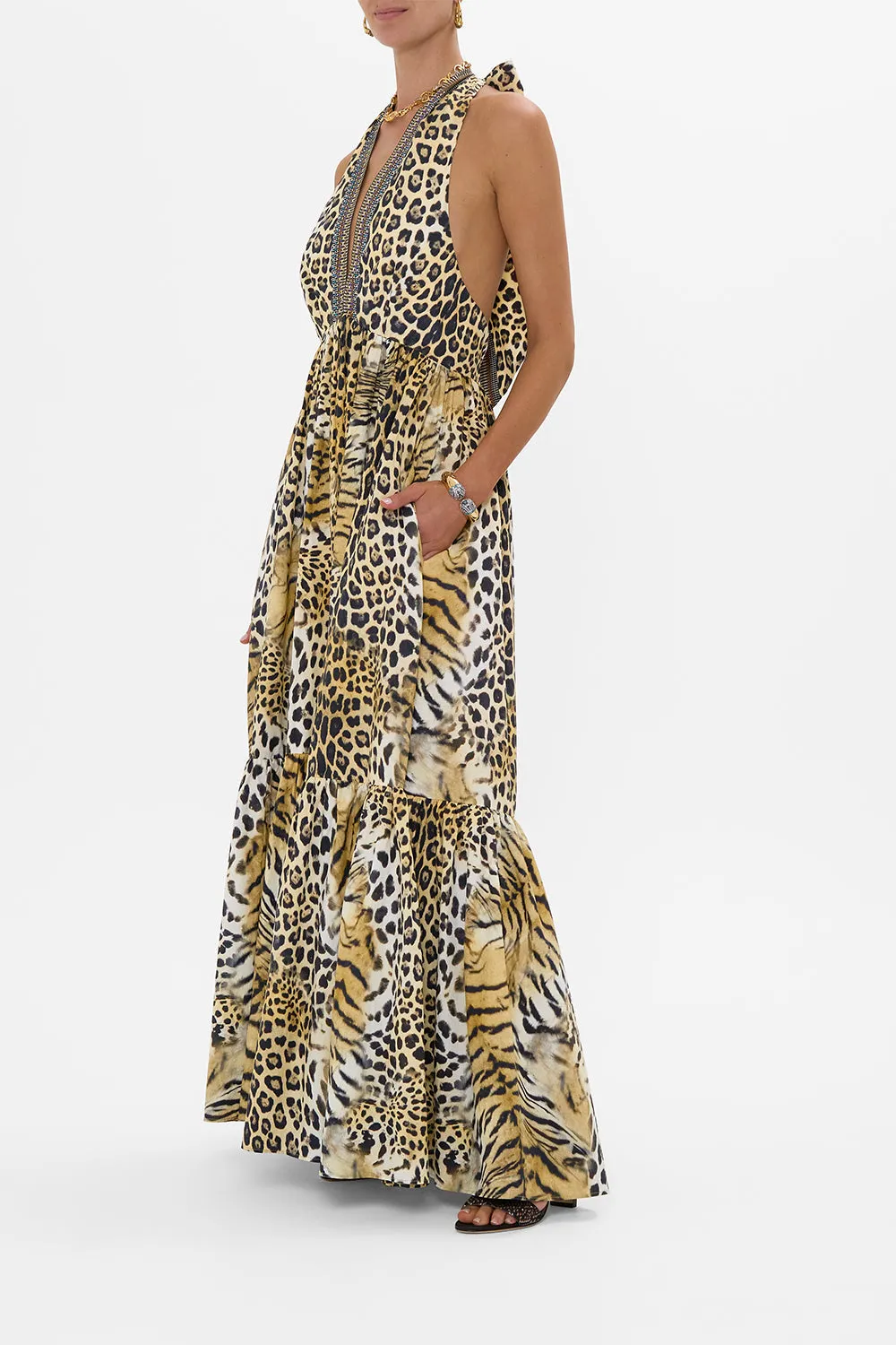 RUFFLE HEM HALTER DRESS JAGUAR sold by Camilla product image thumbnail 4