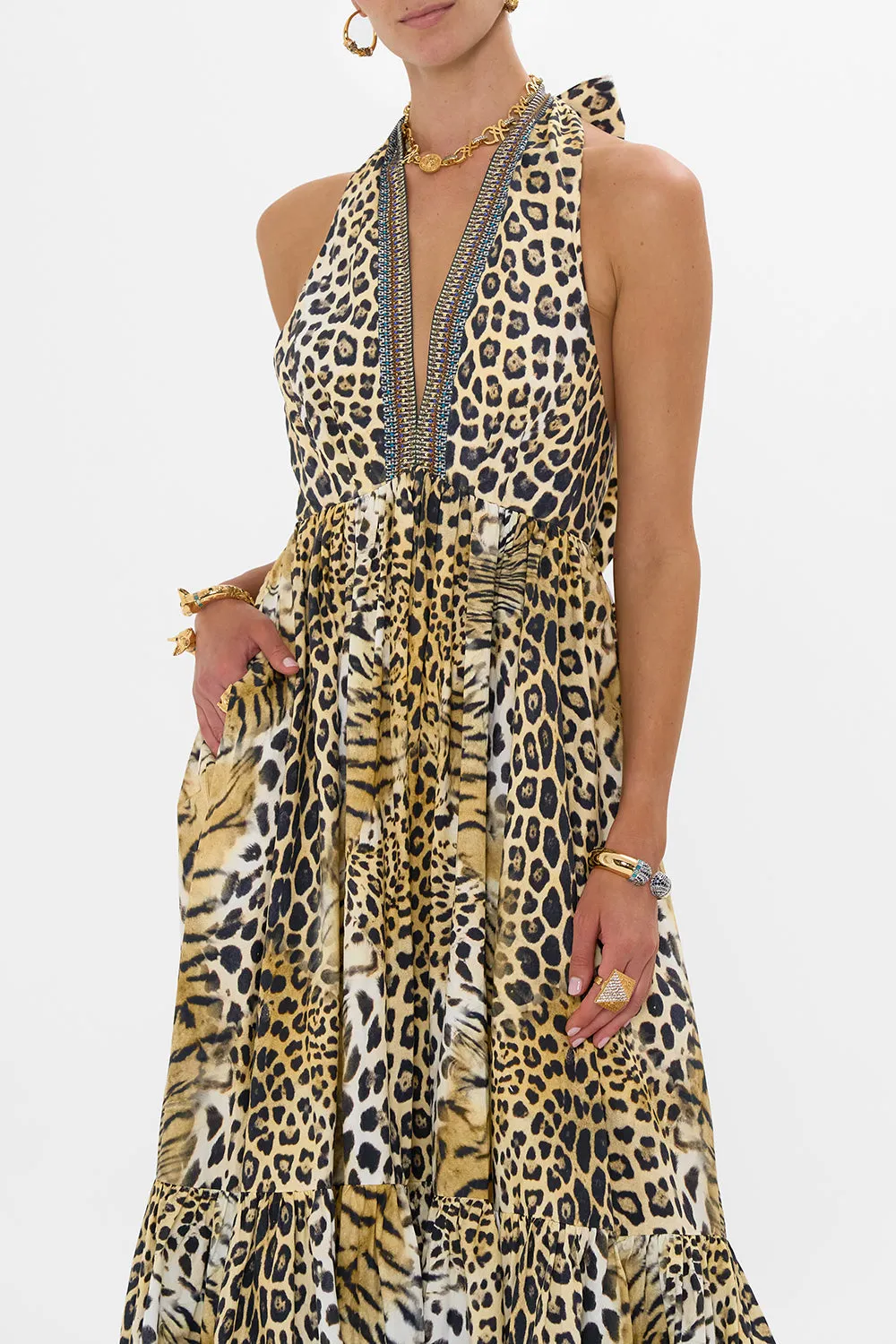 RUFFLE HEM HALTER DRESS JAGUAR sold by Camilla product image thumbnail 5