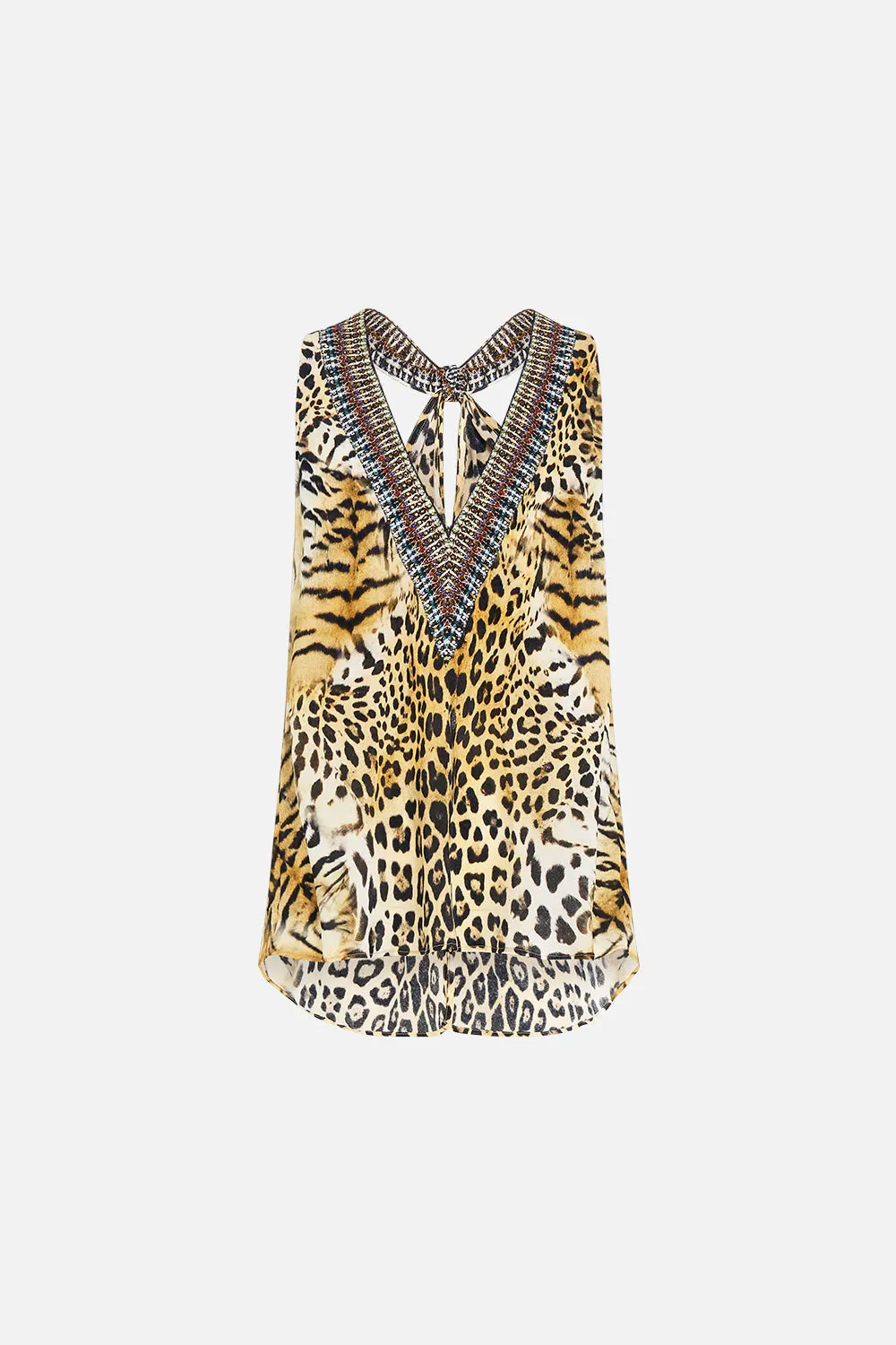V NECK TOP WITH KNOT BACK JAGUAR sold by Camilla product image thumbnail 3