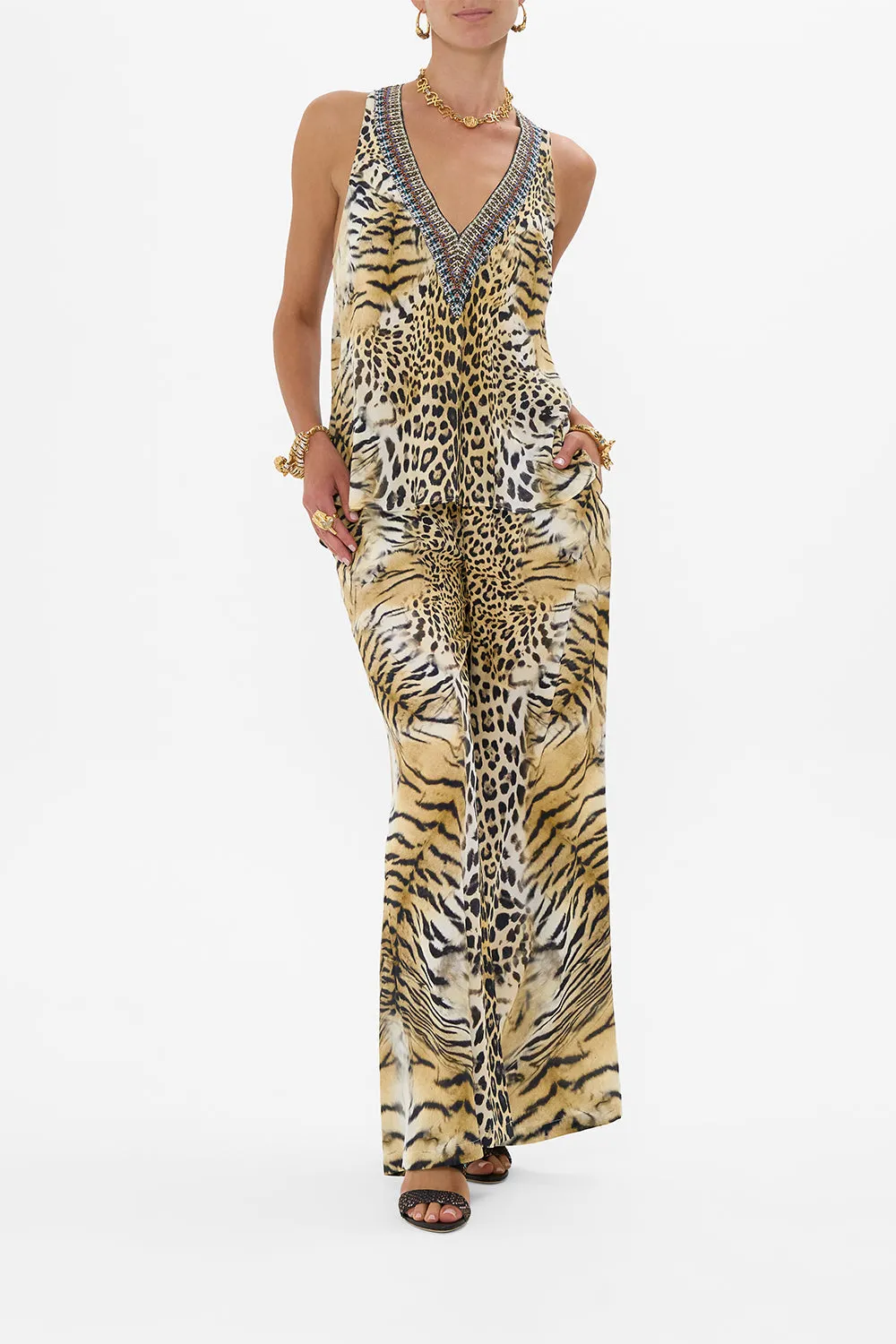 V NECK TOP WITH KNOT BACK JAGUAR sold by Camilla