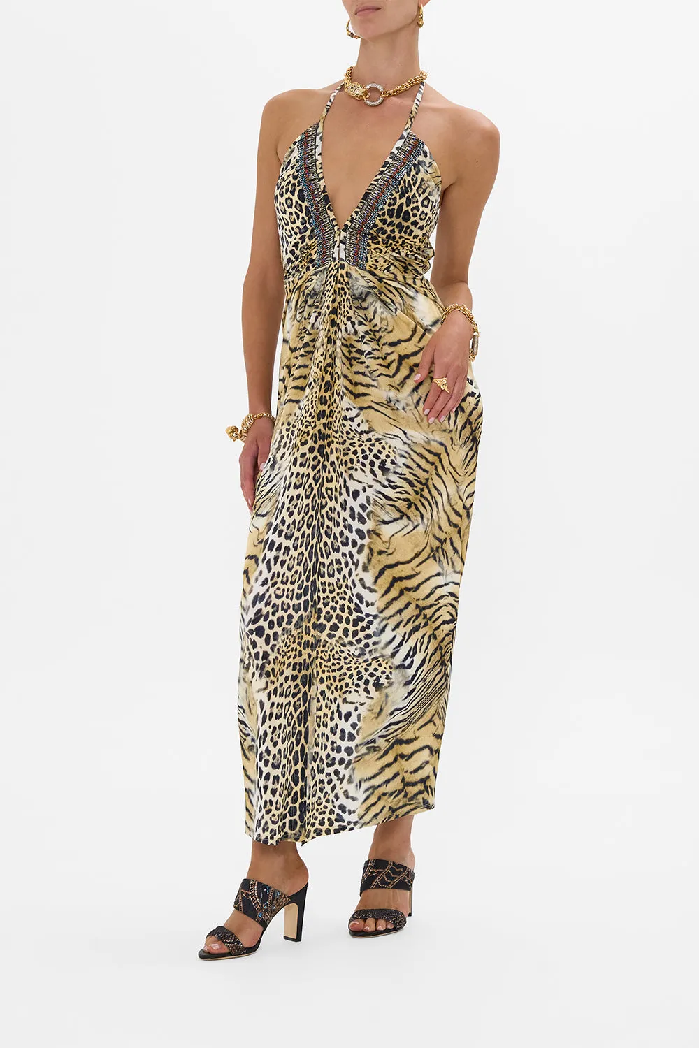 V NECK GATHERED JERSEY DRESS JAGUAR sold by Camilla product image thumbnail 4