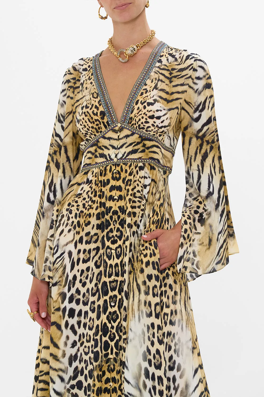 KIMONO SLEEVE DRESS WITH SHIRRING DETAIL JAGUAR sold by Camilla product image thumbnail 5