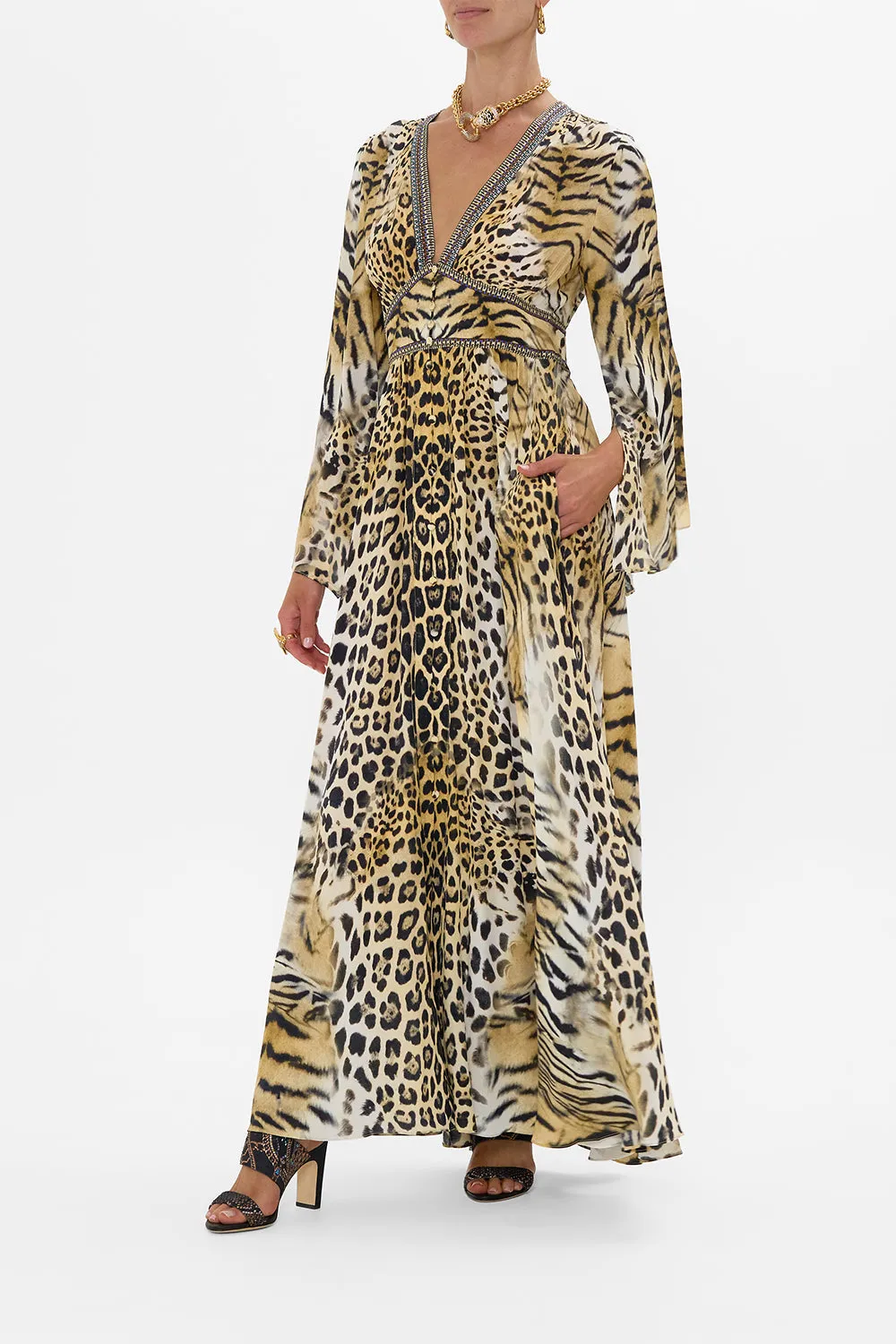 KIMONO SLEEVE DRESS WITH SHIRRING DETAIL JAGUAR sold by Camilla product image thumbnail 4