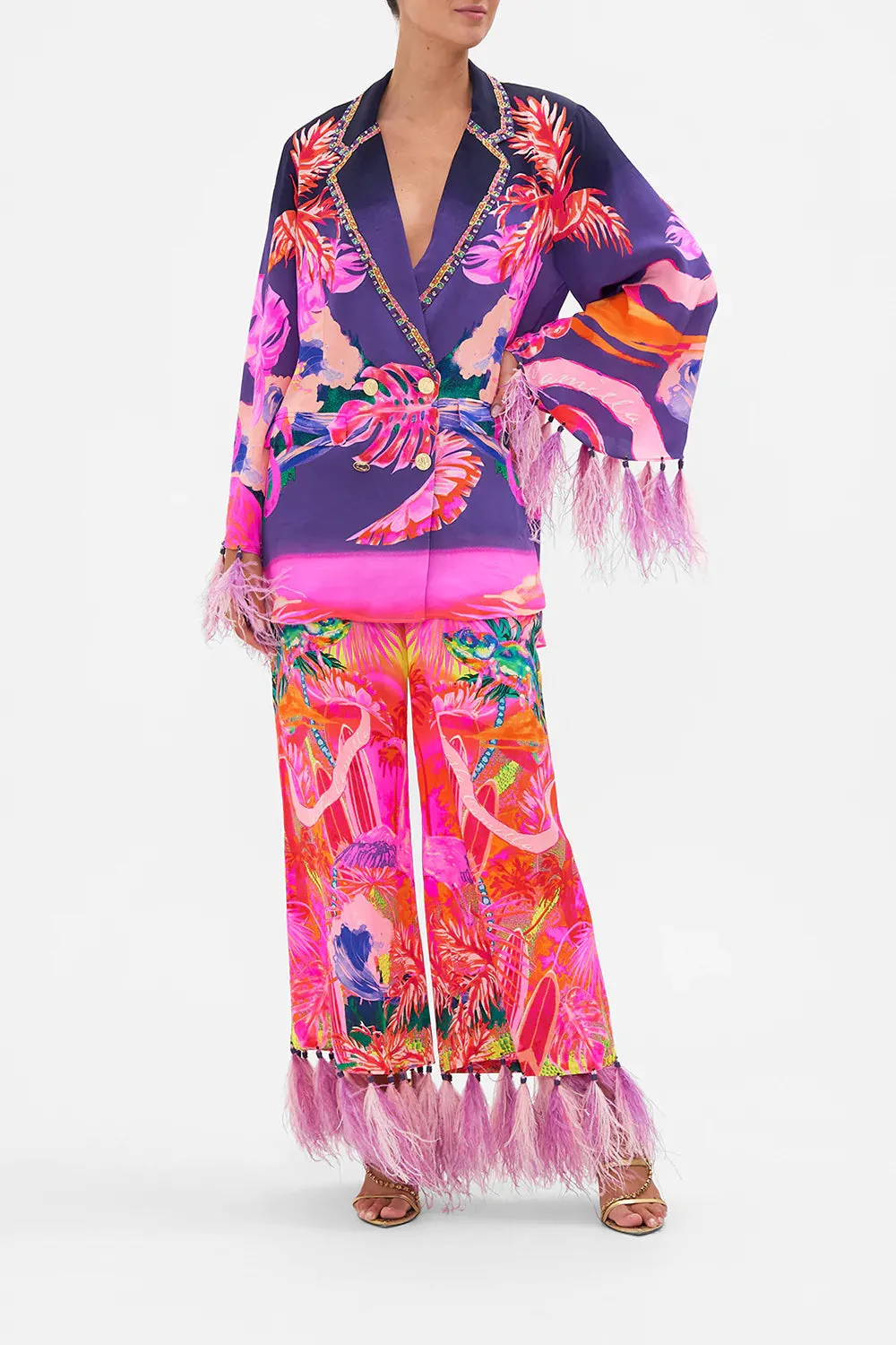 FLARED SLEEVE DOUBLE BREASTED JACKET FLIGHT OF THE FLAMINGO sold by Camilla