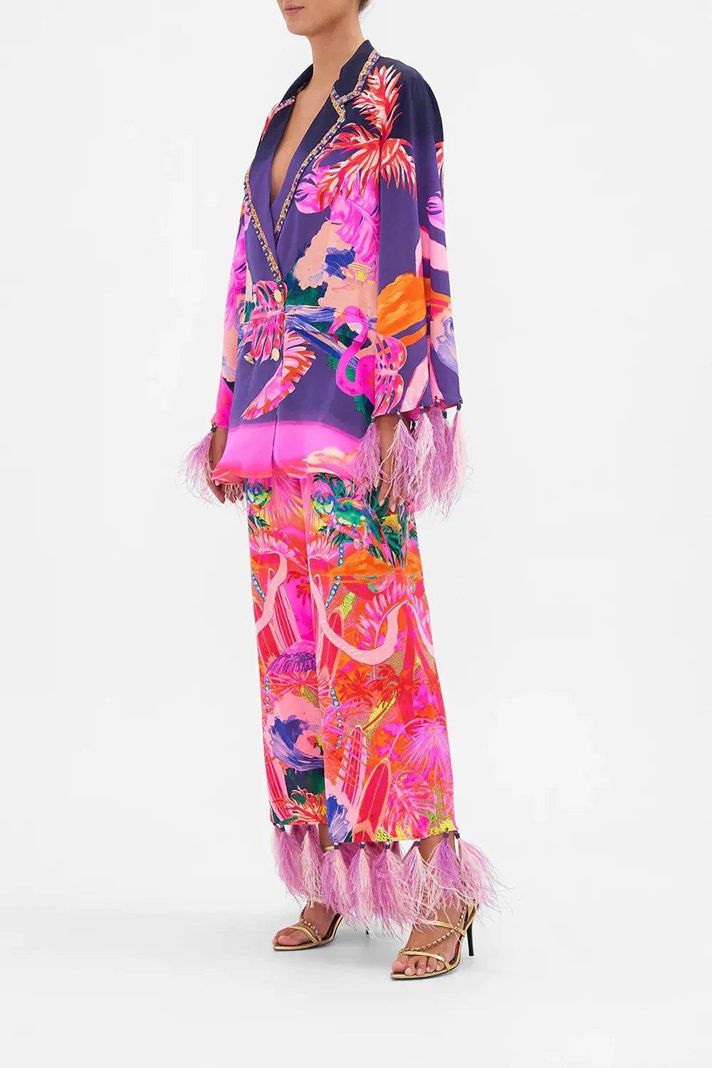 FLARED SLEEVE DOUBLE BREASTED JACKET FLIGHT OF THE FLAMINGO sold by Camilla product image thumbnail 4