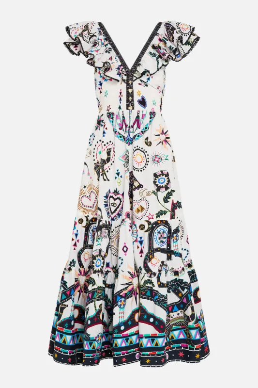 TIERED DRESS WITH NECK FRILL NUBIAN WONDERLAND sold by Camilla