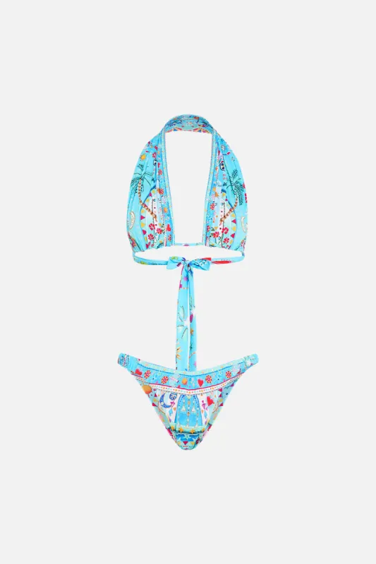 REVERSIBLE HALTER BIKINI A PAINTED VILLAGE made by Camilla