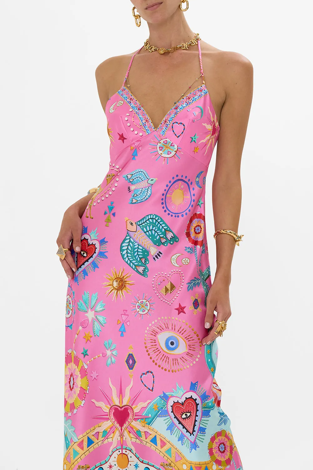 CHAIN DETAIL SLIP DRESS RAINBOW ROADS sold by Camilla product image thumbnail 5