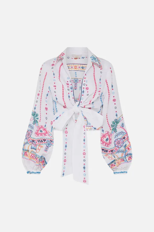 CROPPED WRAP SHIRT LIVING IN COLOUR sold by Camilla