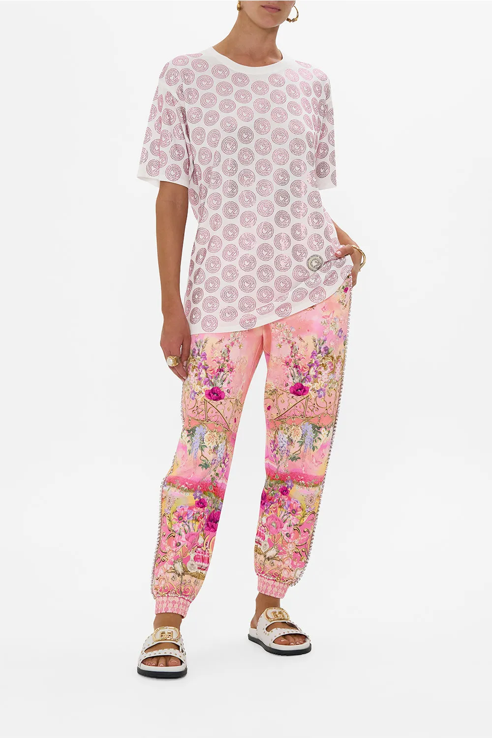 OVERSIZED BAND TEE - WHITE/PINK TOTALLY OZMOPOLITAN sold by Camilla