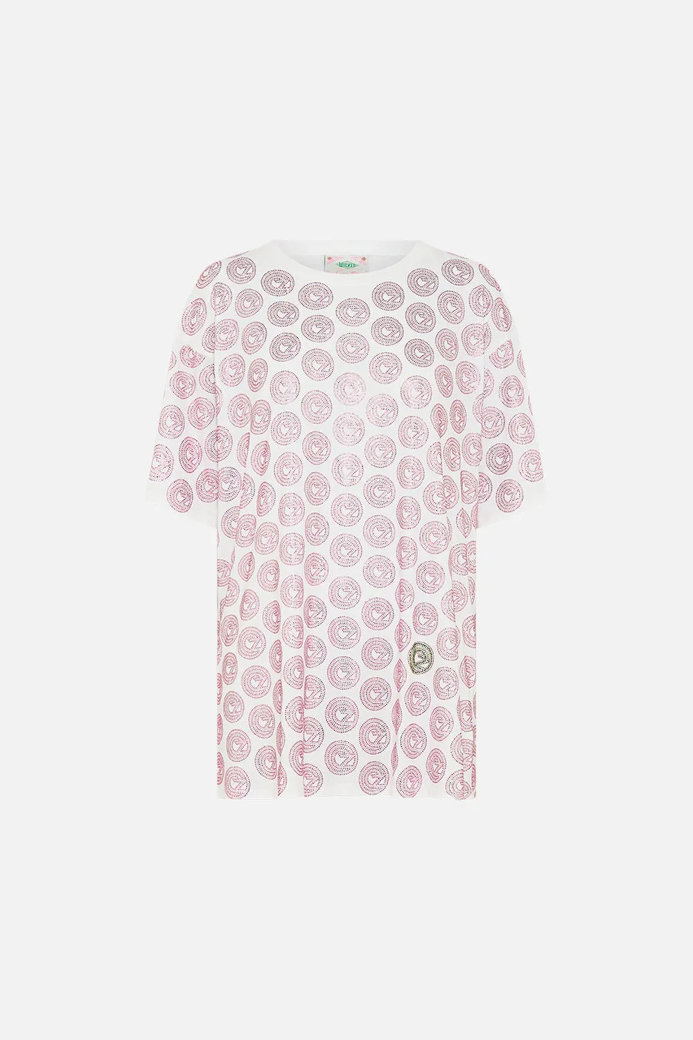 OVERSIZED BAND TEE - WHITE/PINK TOTALLY OZMOPOLITAN sold by Camilla product image thumbnail 3