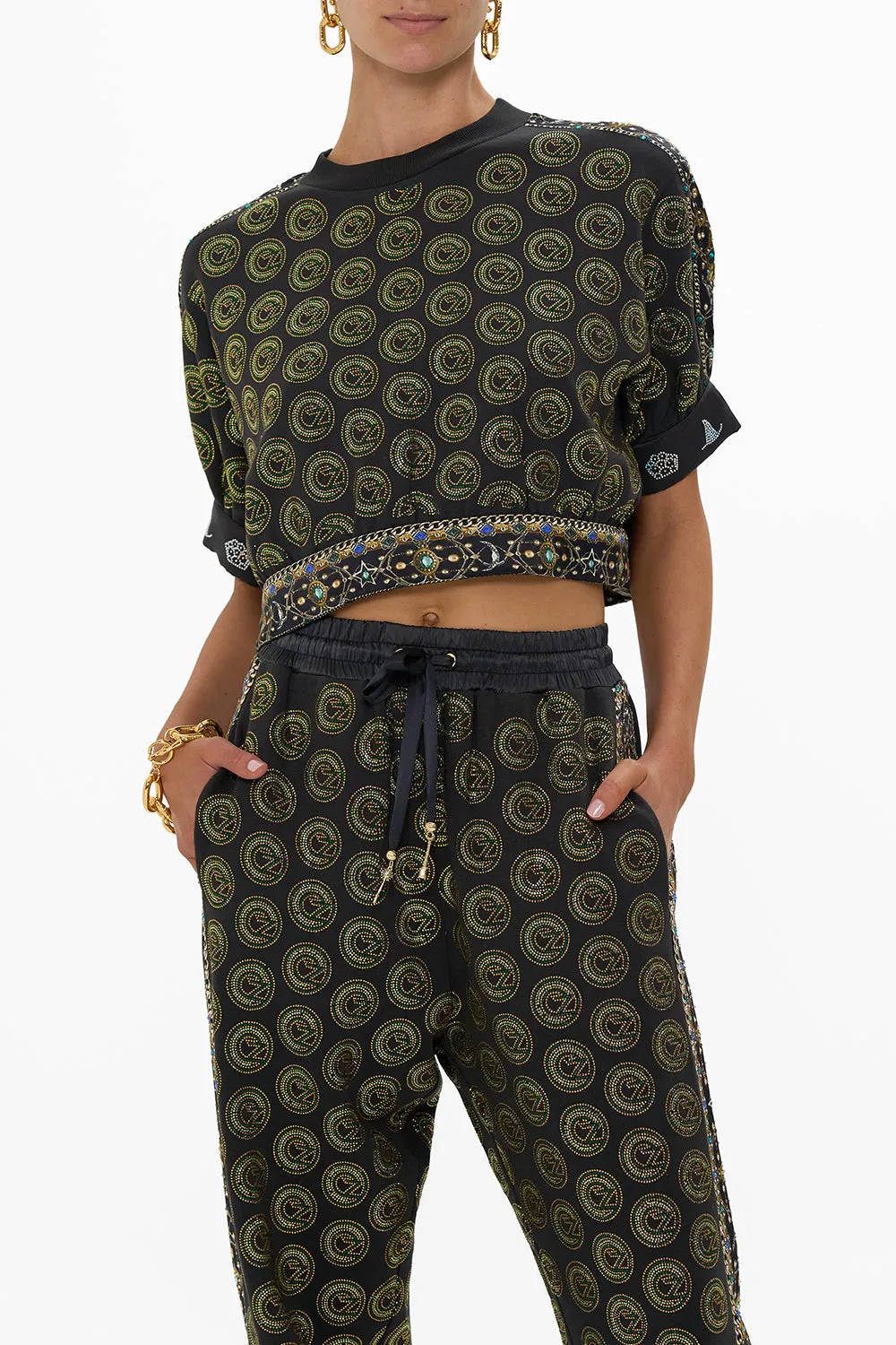 OVERSIZED CROPPED TEE WITH SILK DETAILS DEFY GRAVITY sold by Camilla product image thumbnail 5