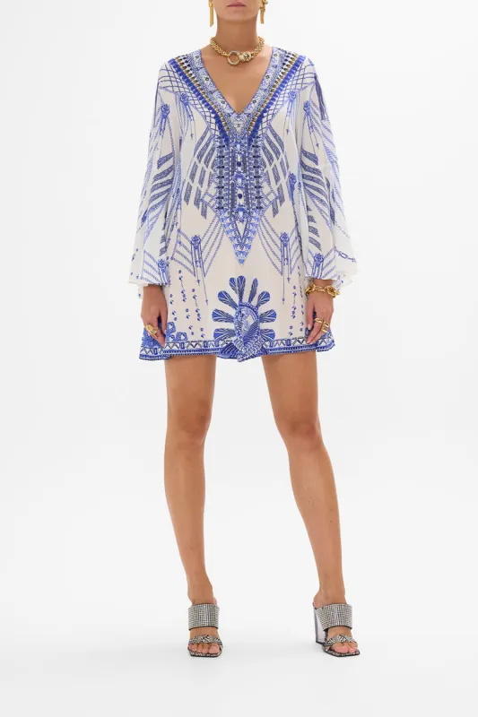 V-NECK FLARED SLEEVE MINI DRESS DANCING WITH DAYLIGHT sold by Camilla