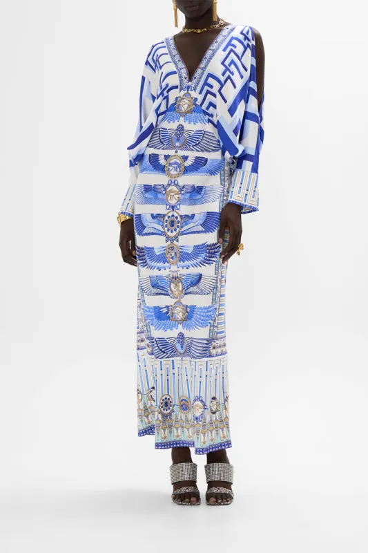 PLUNGE NECK DRAPED SHOULDER DRESS DANCING WITH DAYLIGHT sold by Camilla