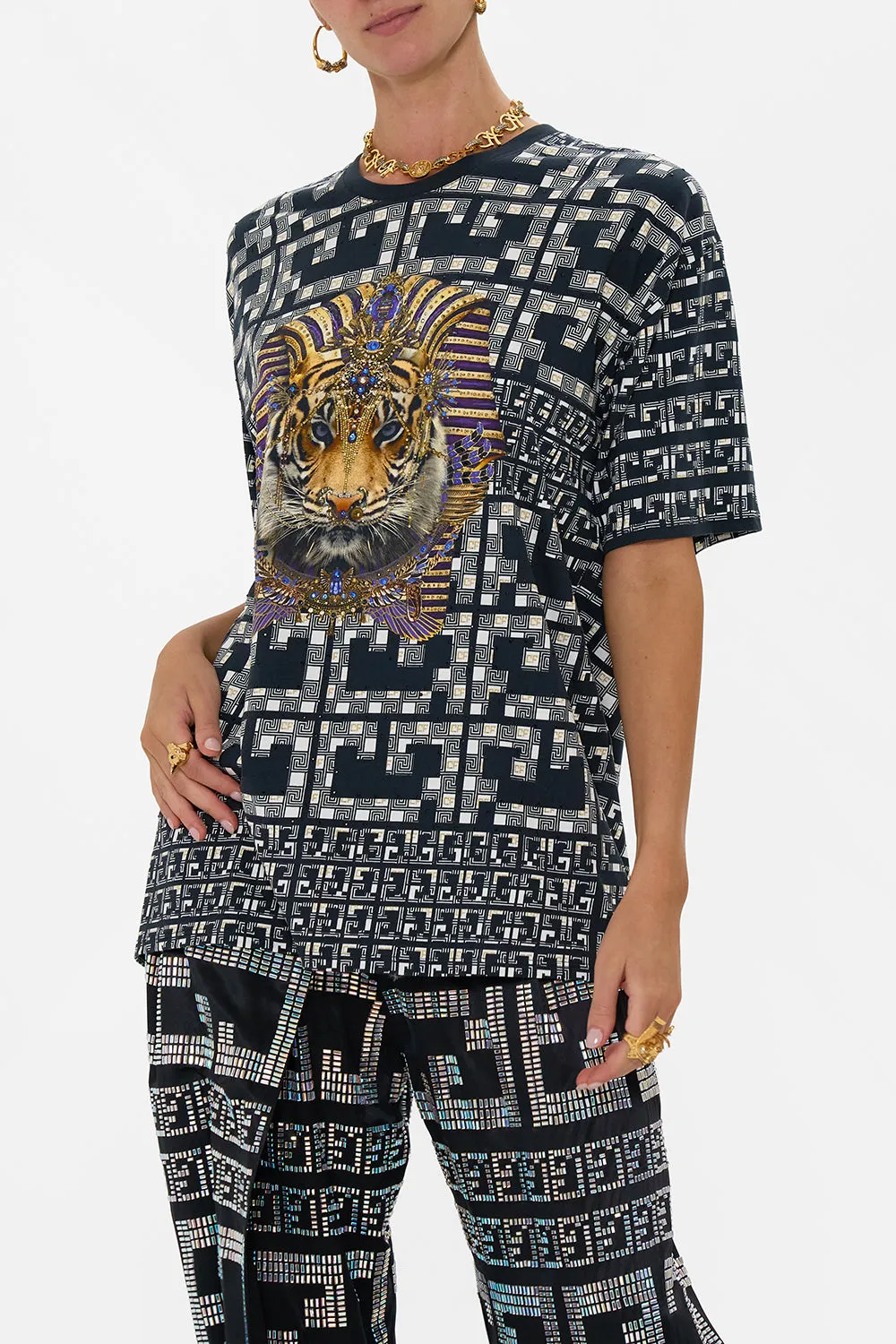 OVERSIZED BAND TEE - BLACK/MULTI READ MY GLYPHS sold by Camilla product image thumbnail 5