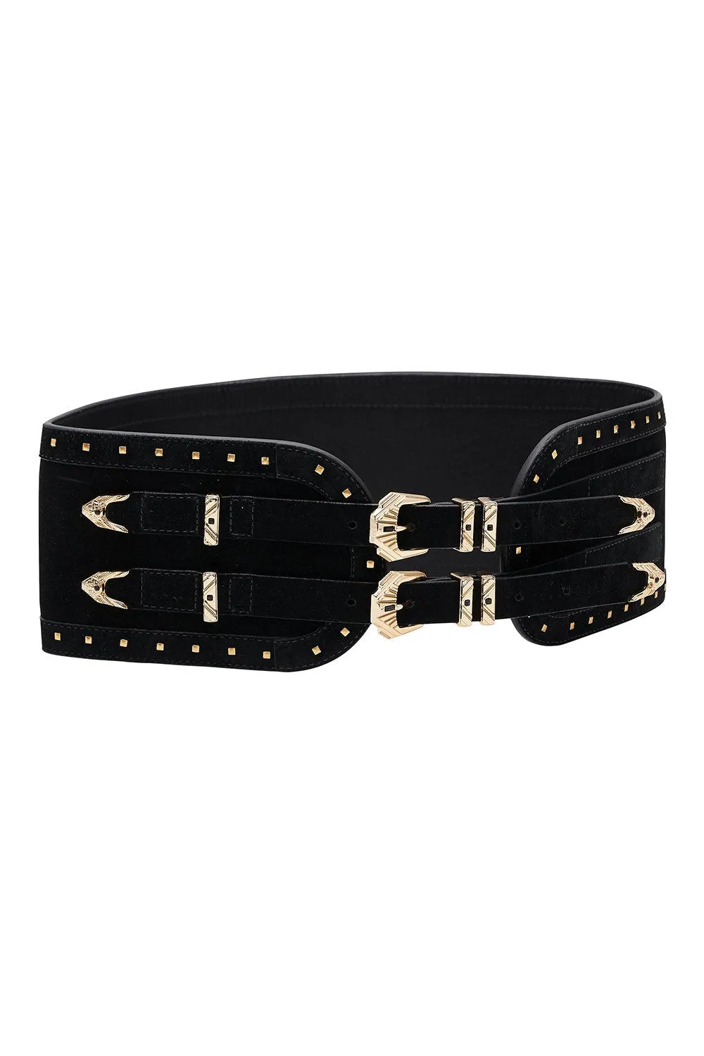 CINCHED BELT WITH DOUBLE BUCKLE SOLID BLACK sold by Camilla product image thumbnail 3