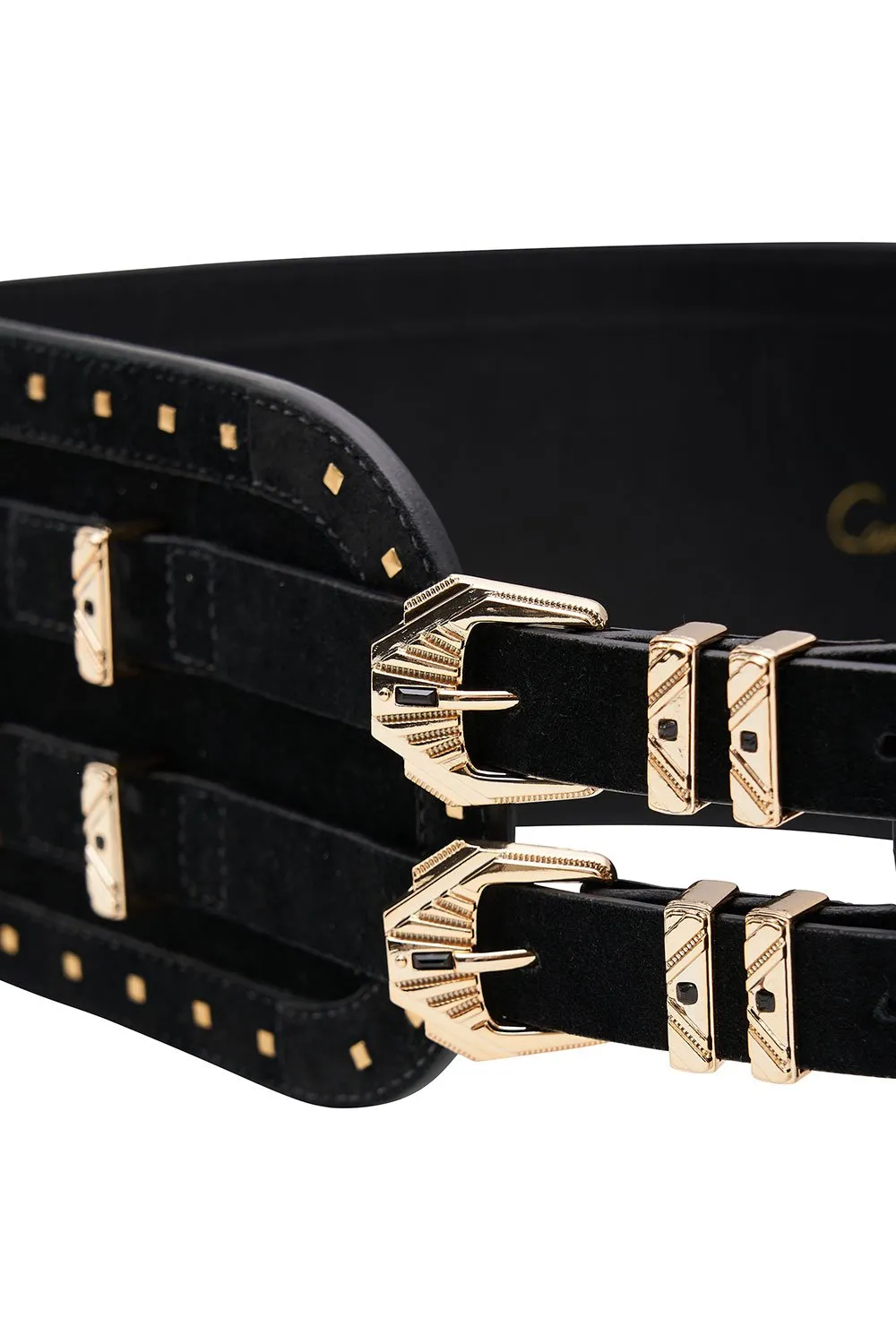 CINCHED BELT WITH DOUBLE BUCKLE SOLID BLACK sold by Camilla product image thumbnail 2