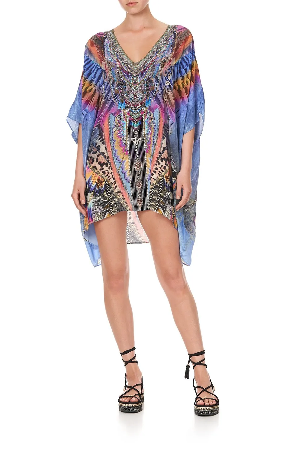 RECTANGULAR V NECK KAFTAN LOVE ON THE WING sold by Camilla