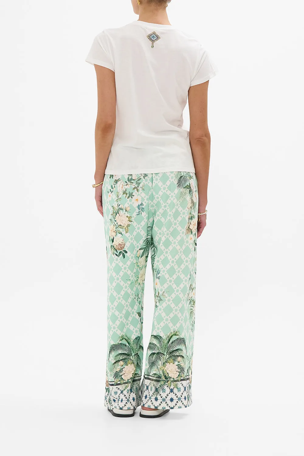 SLIM FIT ROUND NECK T-SHIRT - WHITE JARDIM PARTY sold by Camilla product image thumbnail 2