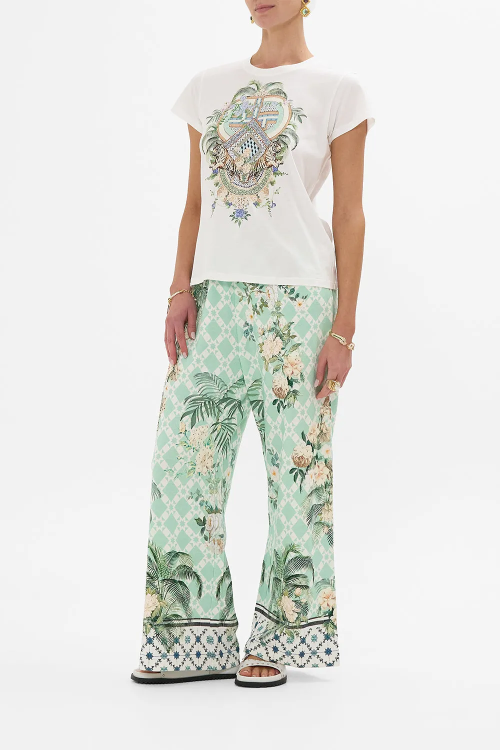 SLIM FIT ROUND NECK T-SHIRT - WHITE JARDIM PARTY sold by Camilla product image thumbnail 4