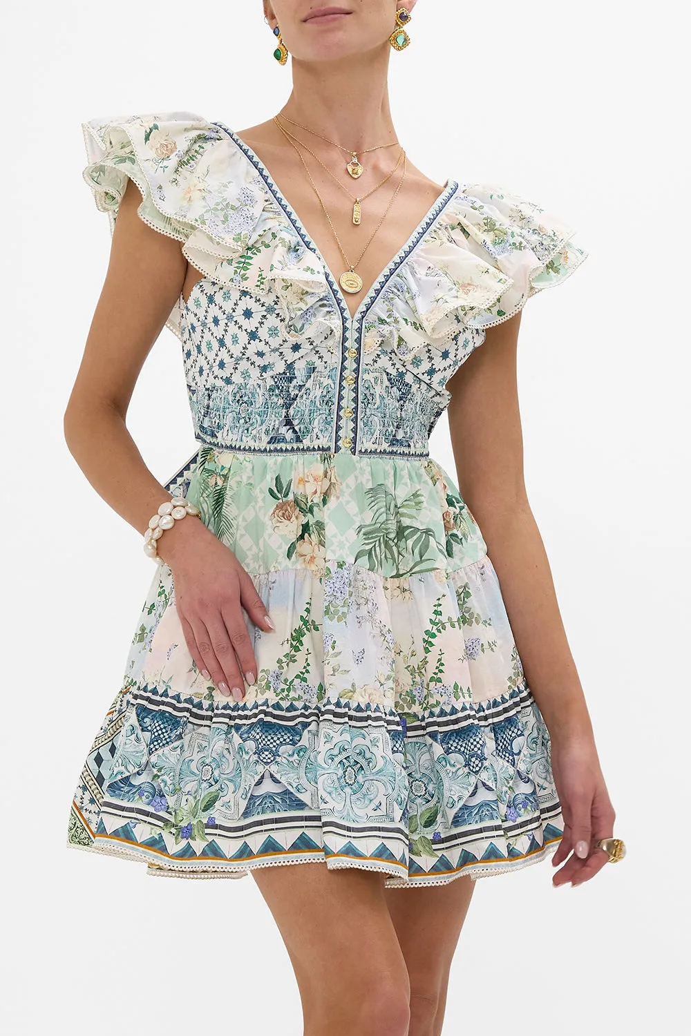 TIERED SHORT DRESS WITH NECK FRILL JARDIM PARTY sold by Camilla product image thumbnail 5