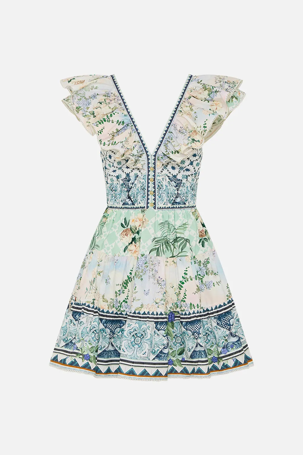 TIERED SHORT DRESS WITH NECK FRILL JARDIM PARTY sold by Camilla product image thumbnail 3