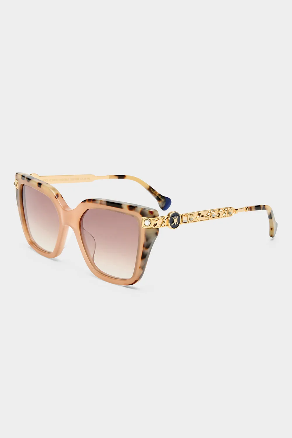 HERE COMES TROUBLE SUNGLASSES MILKY TAN / NATURAL TORT sold by Camilla