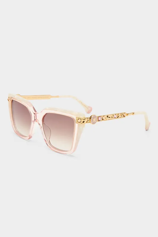 HERE COMES TROUBLE SUNGLASSES CRYSTAL ROSEWATER / IVORY MARBLE sold by Camilla