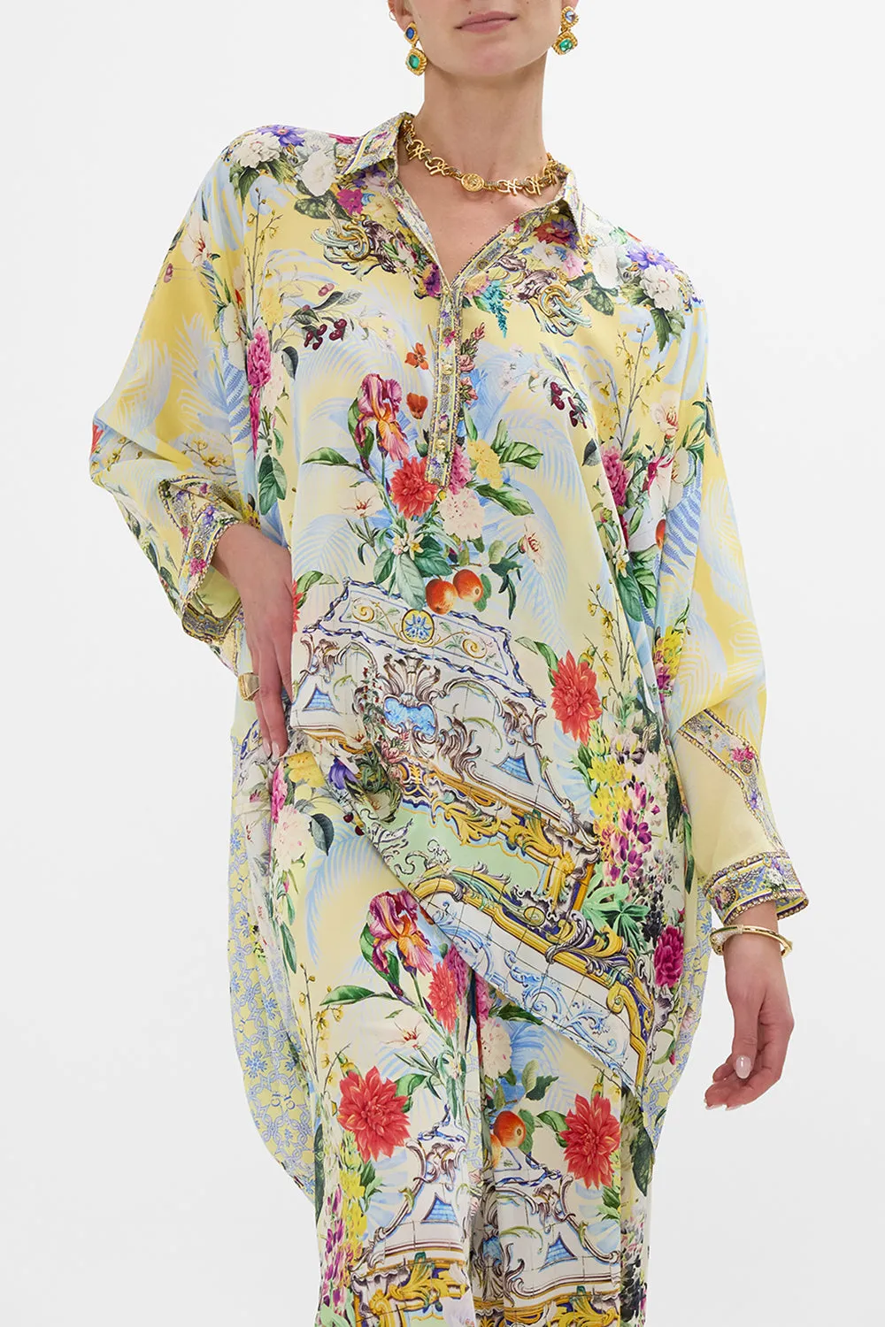 BUTTON UP TOP WITH DRAPED BACK FLOR FANTÁSTICA sold by Camilla product image thumbnail 5