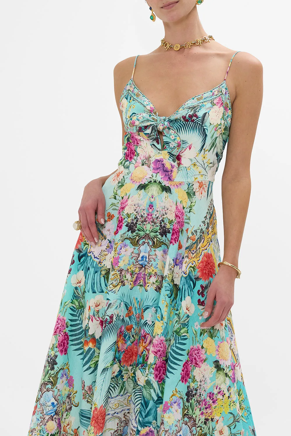 LONG DRESS WITH TIE FRONT GARDENS OF QUELUZ sold by Camilla product image thumbnail 5