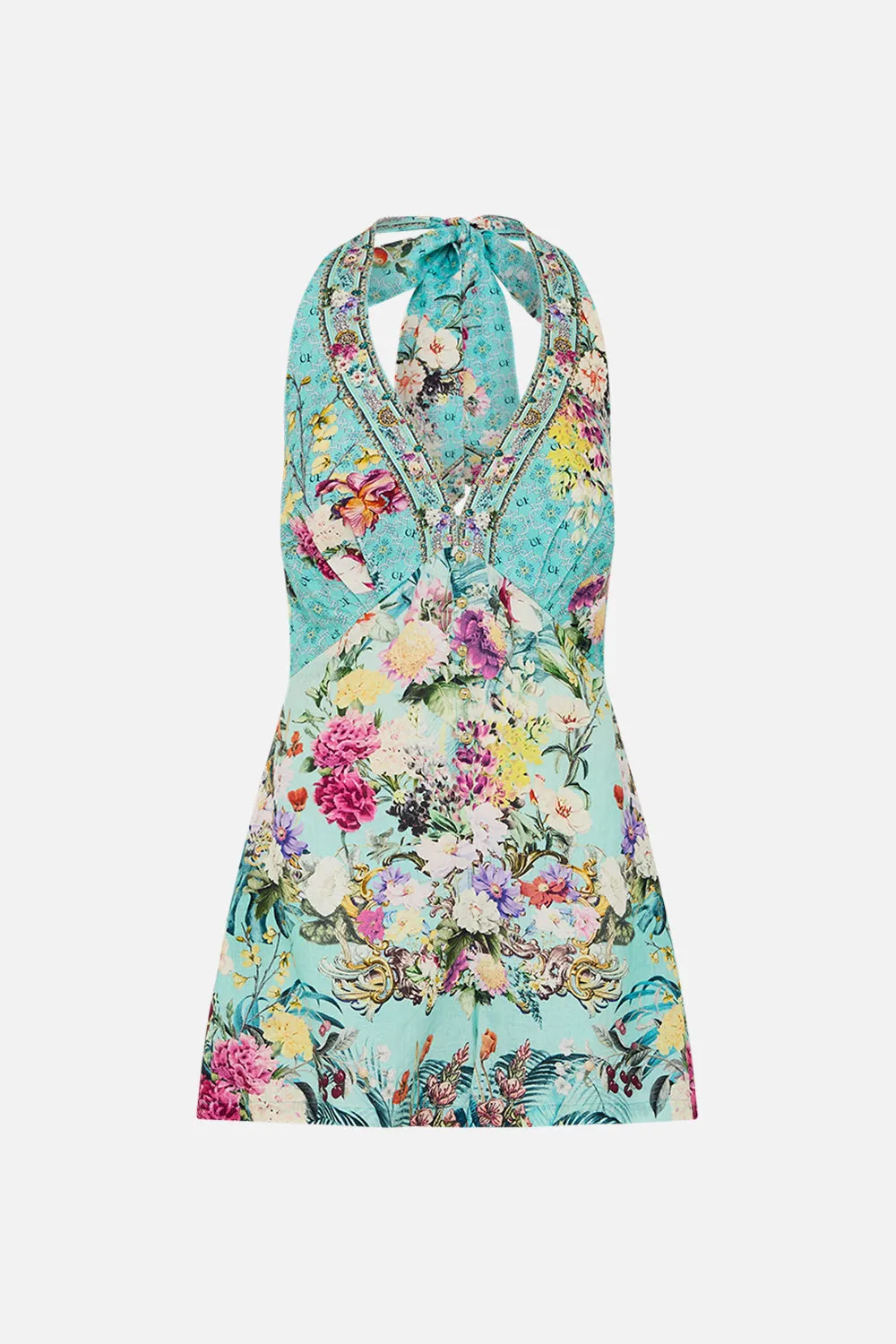 BUTTON FRONT HALTER PLAYSUIT GARDENS OF QUELUZ sold by Camilla product image thumbnail 3