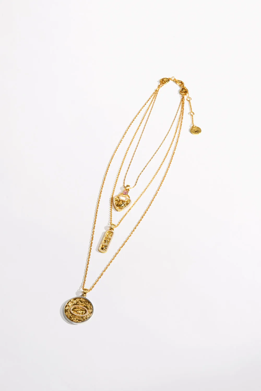 LOCKETS LOADED MULTI CHAIN NECKLACE GOLD sold by Camilla