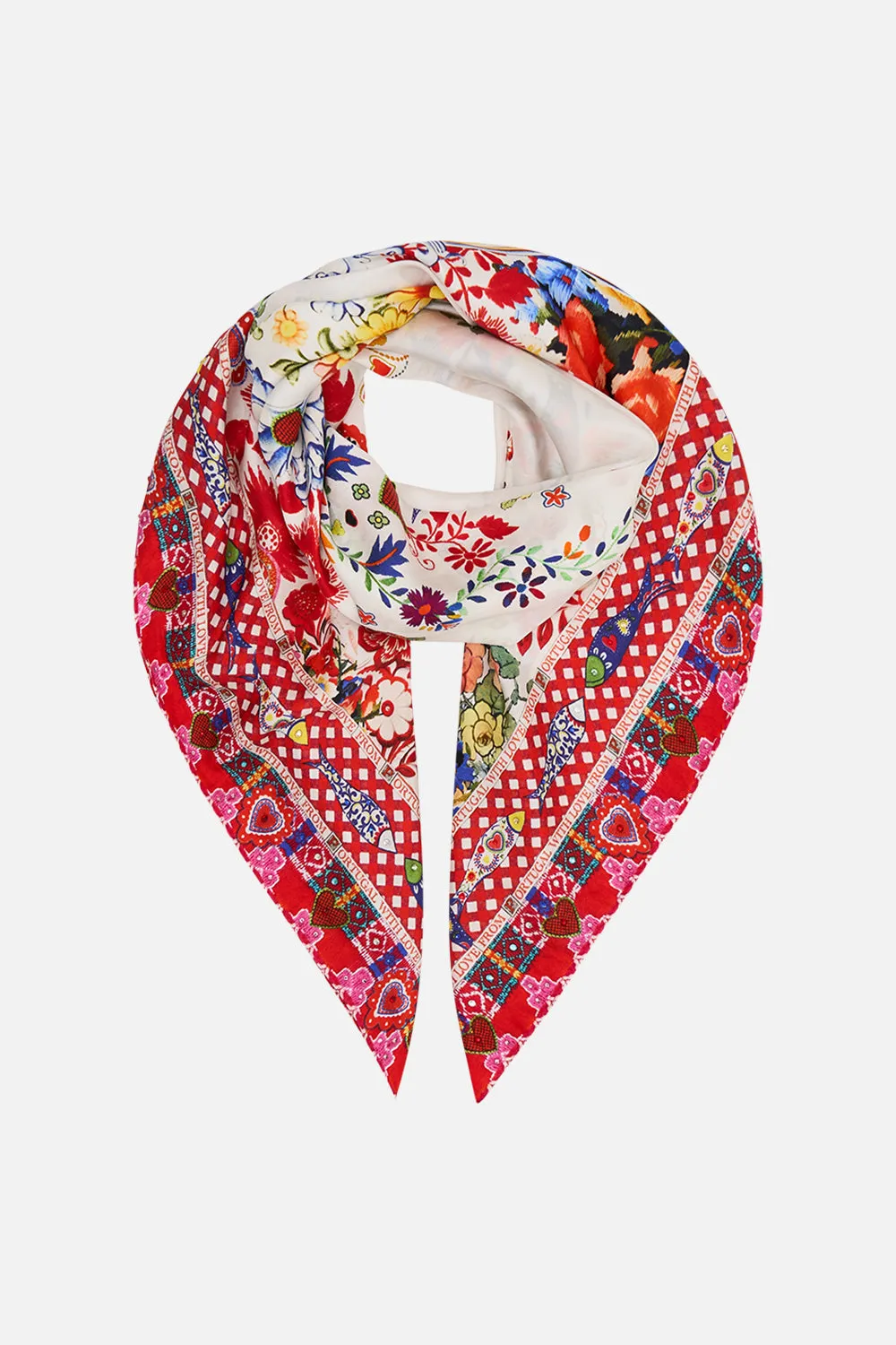 LARGE SQUARE SCARF FAITH, LUCK & JUSTICE sold by Camilla