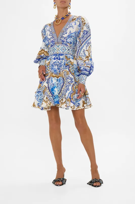 BUTTON FRONT FRILL DRESS AZUL ADVENTURES sold by Camilla