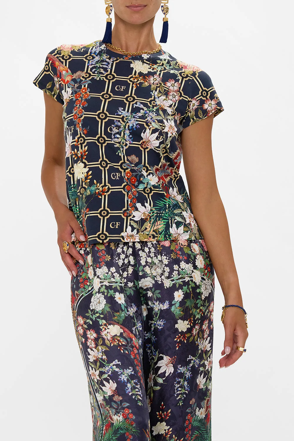 SLIM FIT ROUND NECK T-SHIRT - MULTI PALACIO POETRY sold by Camilla product image thumbnail 5