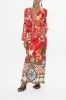 PLUNGE NECK DRAPED SHOULDER DRESS LISBOA LUXE sold by Camilla