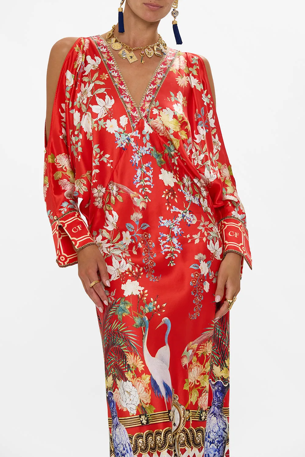 PLUNGE NECK DRAPED SHOULDER DRESS LISBOA LUXE sold by Camilla product image thumbnail 5