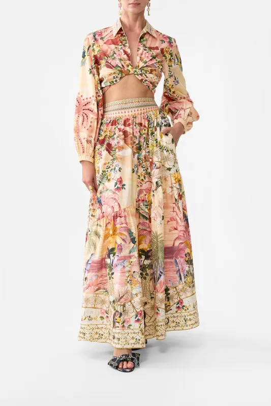 CROPPED WRAP SHIRT WELCOME TO THE WHITE LOTUS sold by Camilla