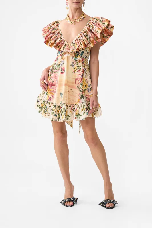 SHORT FRILL NECK DRESS WITH HARDWARE WELCOME TO THE WHITE LOTUS sold by Camilla