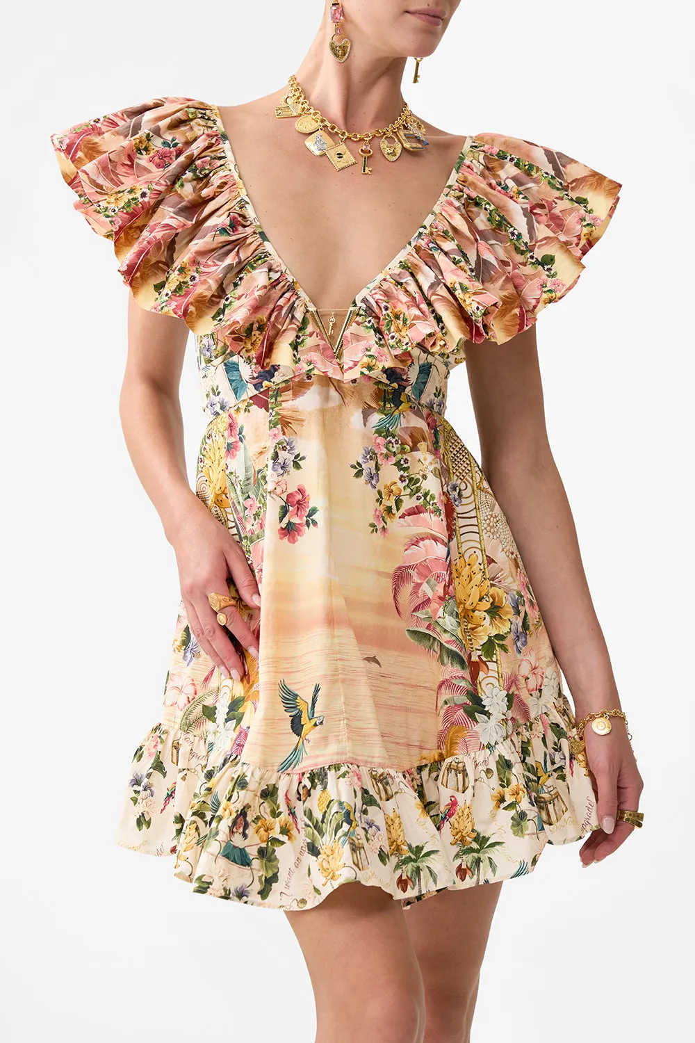 SHORT FRILL NECK DRESS WITH HARDWARE WELCOME TO THE WHITE LOTUS sold by Camilla product image thumbnail 5