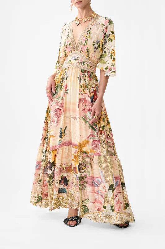 WAISTED DRESS WITH HEM RUFFLE WELCOME TO THE WHITE LOTUS sold by Camilla